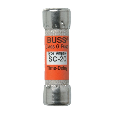 Eaton Bussmann Midget Fuse, SC Series, Time-Delay, 20A, 600V AC, 100kA at V AC, 10kA at V DC BP/SC-20